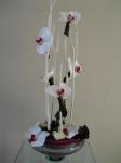 Composition moderne hauteur orchidées et bois - Boutique Vergez Tarnos
